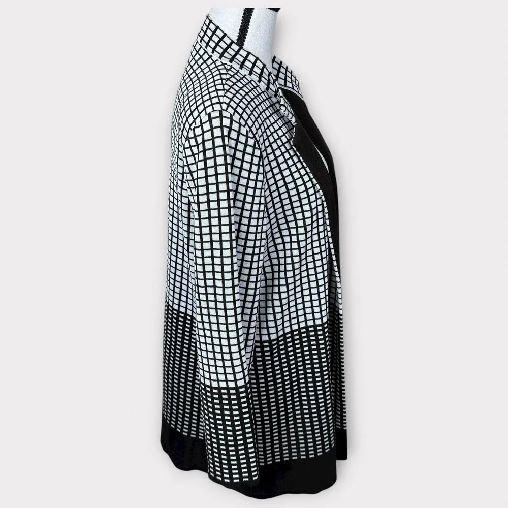 MISOOK Heritage Knit Open Front Jacket Blazer Black White Checkered Womens Large - Picture 8 of 10